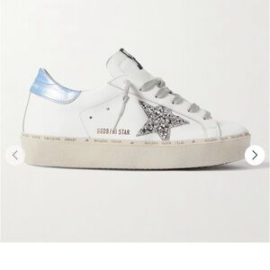 Golden Goose Hi Star distressed glittered sneakers - Sz 39